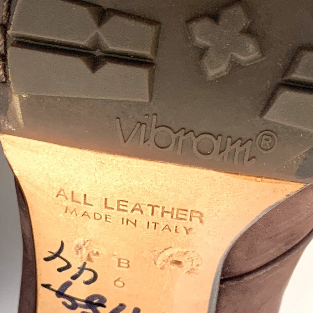 Faconnable Womens Buckle Pilgrim Shoes Brown Suede Size 6B Leather Vibram Sole - Picture 13 of 15